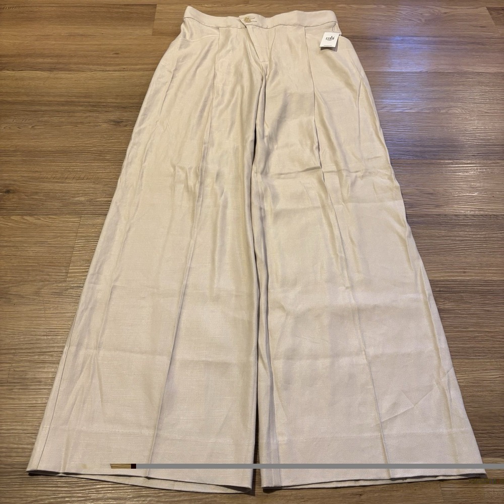 NWT Cabi Traipse Trousers Women's 10 Long Beige Wide Leg Linen Blend Spring 2022